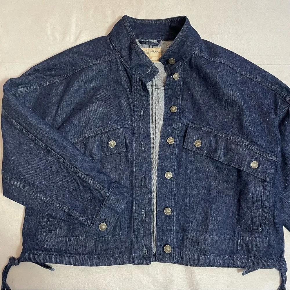 New Free People Casey Denim Blue Jacket Size XS - Picture 6 of 14